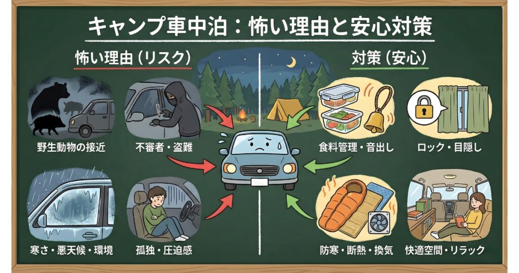 「テントで寝るのが怖い」なら車中泊へ！安心が大切